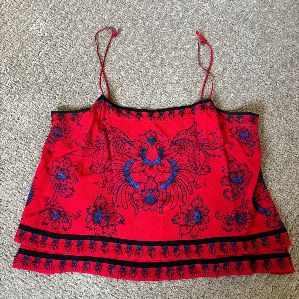 Free People Red Motif Tank Top